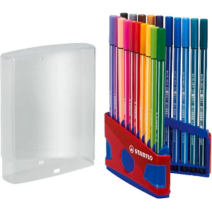 Stabilo Premium Pen 68 Estuche con 20 Rotuladores - Punta de Fibra - Trazo de 1mm aprox. - Alto Brillo y Luminosidad de Color - Colores Surtidos