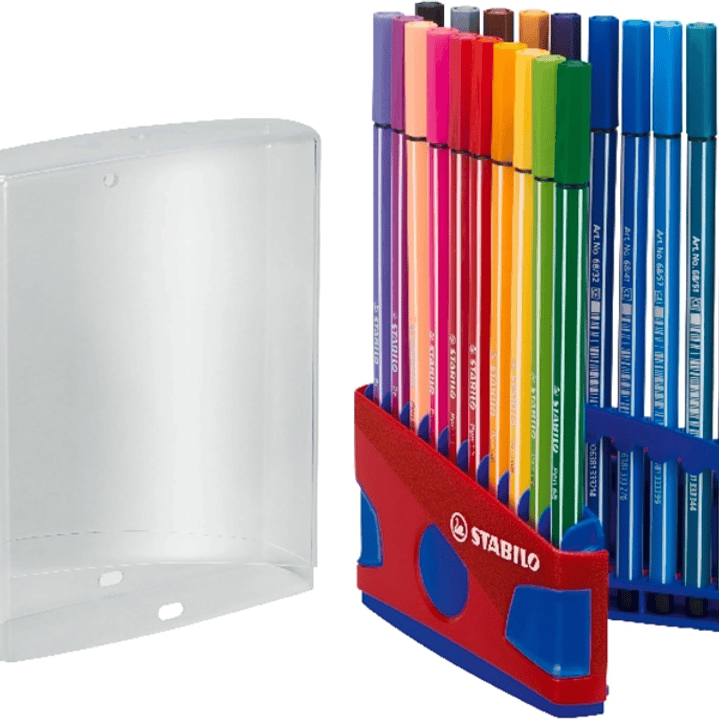 Stabilo Premium Pen 68 Estuche con 20 Rotuladores - Punta de Fibra - Trazo de 1mm aprox. - Alto Brillo y Luminosidad de Color - Colores Surtidos 1