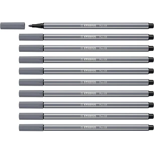 Stabilo Pen 68 Rotulador de Punta de Fibra - Trazo de 1mm aprox. - Tinta con Base de Agua - Color Gris Oscuro