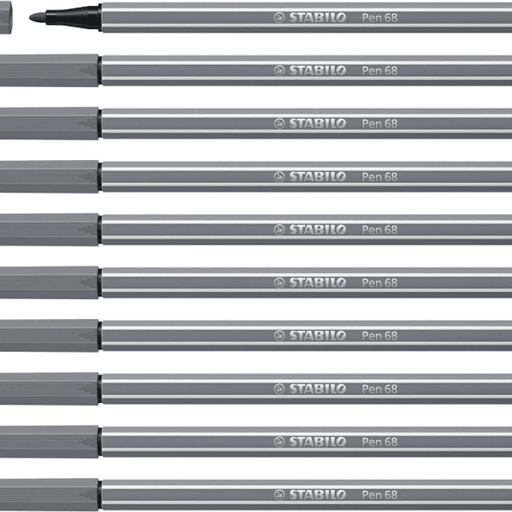 Stabilo Pen 68 Rotulador de Punta de Fibra - Trazo de 1mm aprox. - Tinta con Base de Agua - Color Gris Oscuro 1