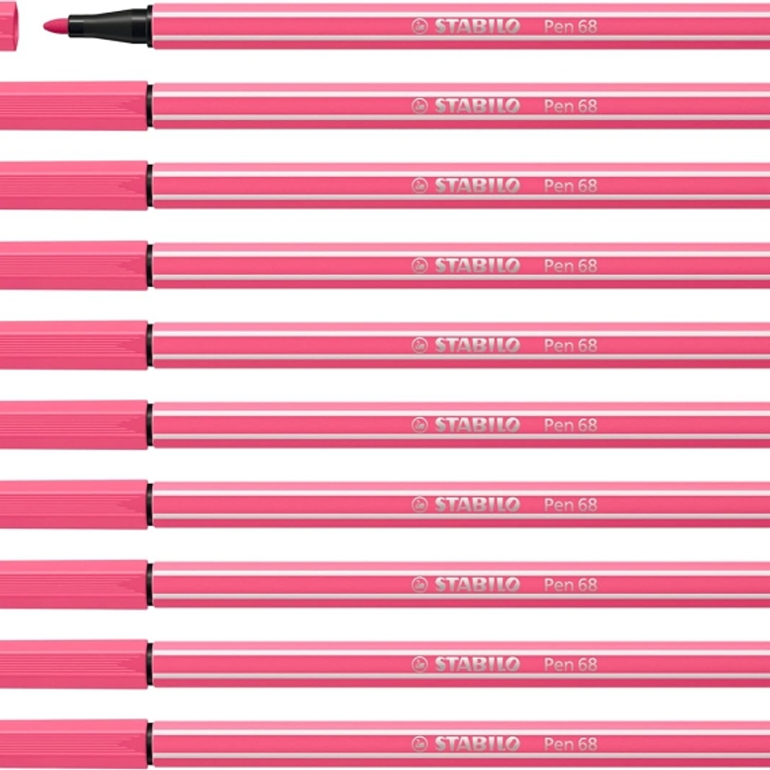 Stabilo Pen 68 Rotulador de Punta de Fibra - Trazo de 1mm aprox. - Tinta con Base de Agua - Color Rosa 1