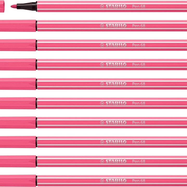Stabilo Pen 68 Rotulador de Punta de Fibra - Trazo de 1mm aprox. - Tinta con Base de Agua - Color Rosa 1