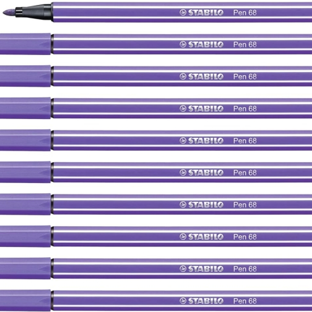 Stabilo Pen 68 Rotulador de Punta de Fibra - Trazo de 1mm aprox. - Tinta con Base de Agua - Color Violeta 1