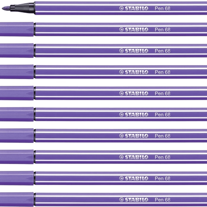 Stabilo Pen 68 Rotulador de Punta de Fibra - Trazo de 1mm aprox. - Tinta con Base de Agua - Color Violeta 1