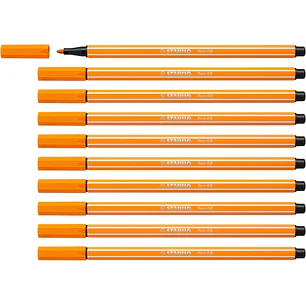 Stabilo Pen 68 Rotulador de Punta de Fibra - Trazo de 1mm aprox. - Tinta con Base de Agua - Color Naranja