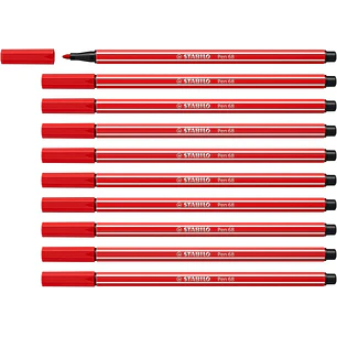 Stabilo Pen 68 Rotulador de Punta de Fibra - Trazo de 1mm aprox. - Tinta con Base de Agua - Color Carmin