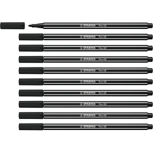 Stabilo Pen 68 Rotulador de Punta de Fibra - Trazo de 1mm aprox. - Tinta con Base de Agua - Color Negro