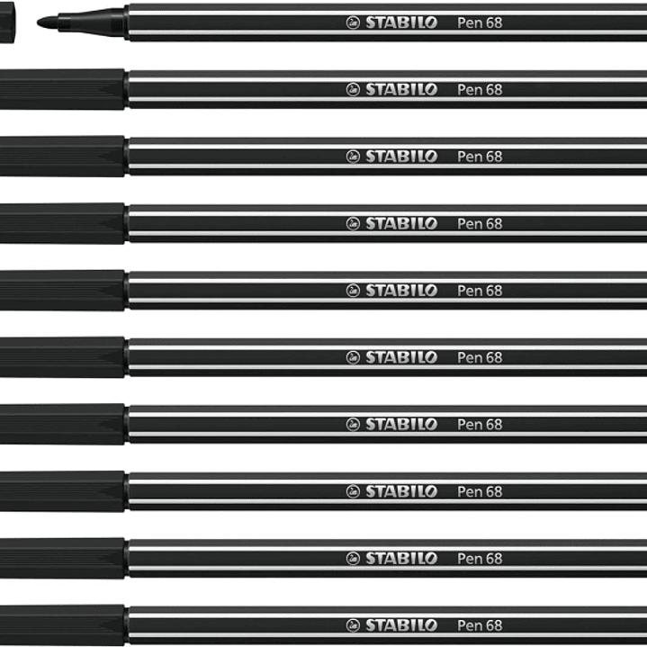 Stabilo Pen 68 Rotulador de Punta de Fibra - Trazo de 1mm aprox. - Tinta con Base de Agua - Color Negro 1