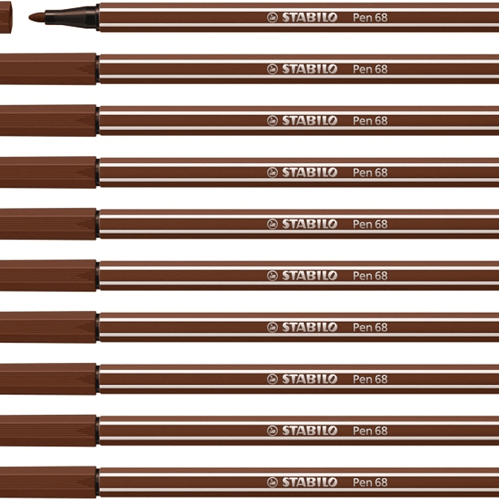 Stabilo Pen 68 Rotulador de Punta de Fibra - Trazo de 1mm aprox. - Tinta con Base de Agua - Color Marron 1