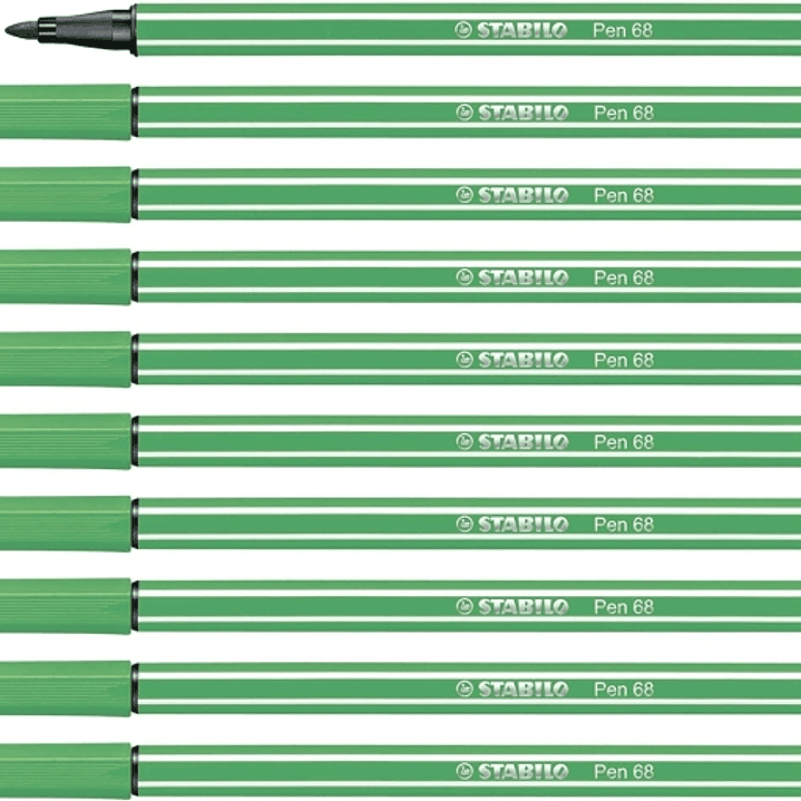 Stabilo Pen 68 Rotulador de Punta de Fibra - Trazo de 1mm aprox. - Tinta con Base de Agua - Color Verde 1
