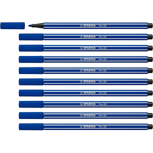 Stabilo Pen 68 Rotulador de Punta de Fibra - Trazo de 1mm aprox. - Tinta con Base de Agua - Color Azul Marino