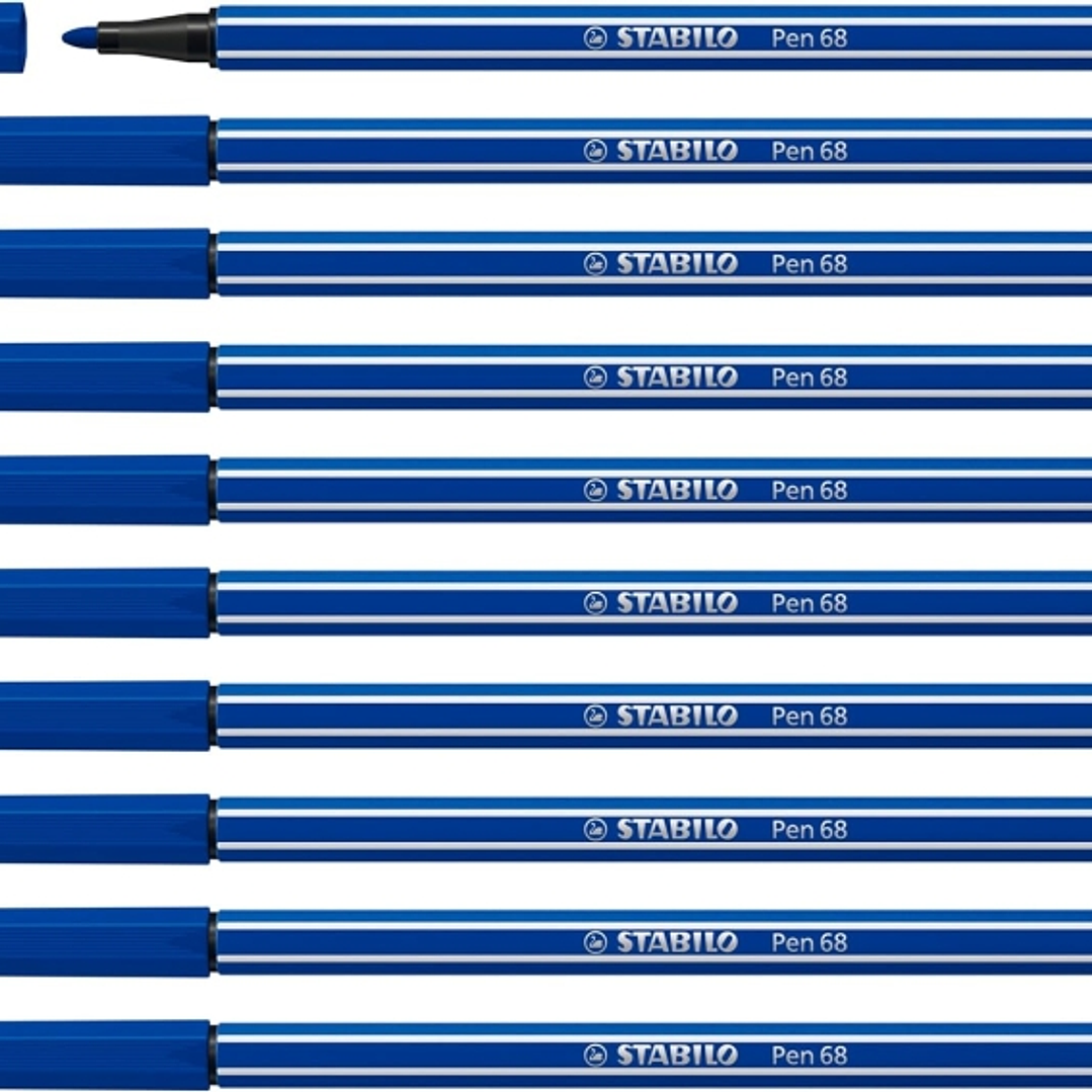 Stabilo Pen 68 Rotulador de Punta de Fibra - Trazo de 1mm aprox. - Tinta con Base de Agua - Color Azul Marino 1