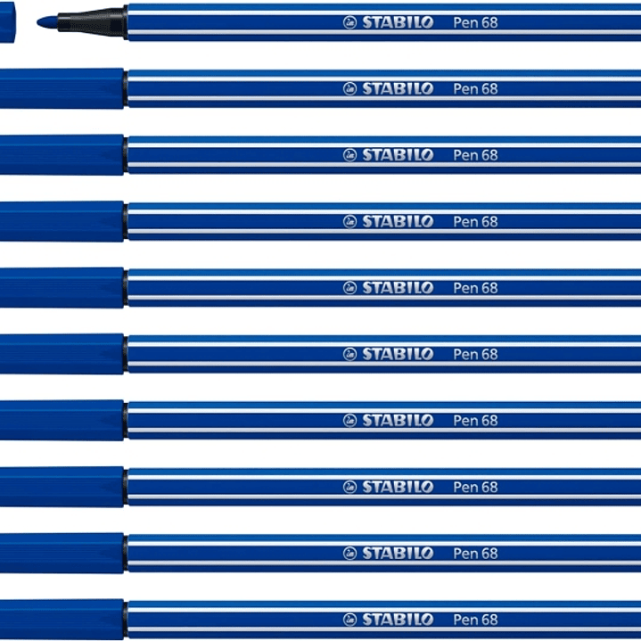 Stabilo Pen 68 Rotulador de Punta de Fibra - Trazo de 1mm aprox. - Tinta con Base de Agua - Color Azul Marino 1