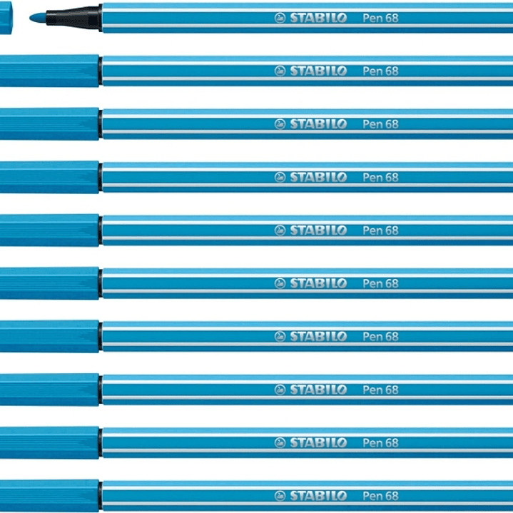Stabilo Pen 68 Rotulador de Punta de Fibra - Trazo de 1mm aprox. - Tinta con Base de Agua - Color Azul Claro 1