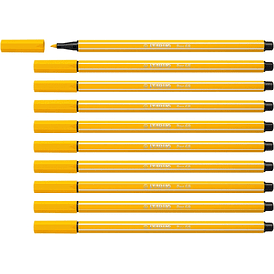 Stabilo Pen 68 Rotulador de Punta de Fibra - Trazo de 1mm aprox. - Tinta con Base de Agua - Color Amarillo