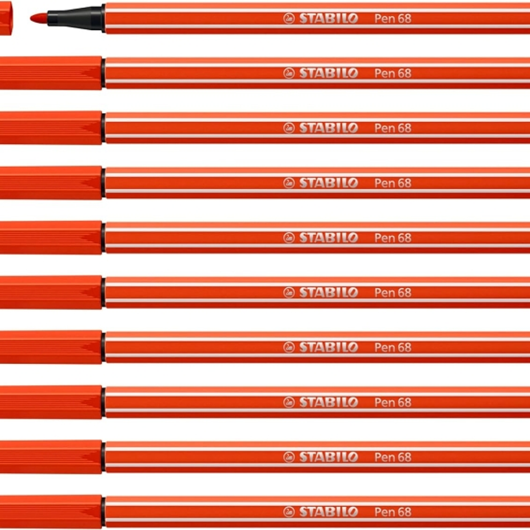 Stabilo Pen 68 Rotulador de Punta de Fibra - Trazo de 1mm aprox. - Tinta con Base de Agua - Color Rojo 1