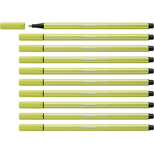 Stabilo Pen 68 Rotulador de Punta de Fibra - Trazo de 1mm aprox. - Tinta con Base de Agua - Color Verde Lima