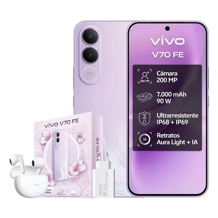 VIVO V70 FE 8Gb 512Gb Bundle Ch90w+ Buds3 Purple 1
