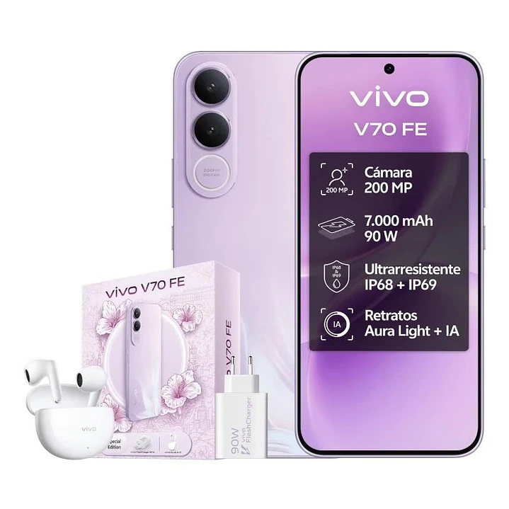 VIVO V70 FE 8Gb 256Gb Bundle Ch90w+ Buds3 Purple 1