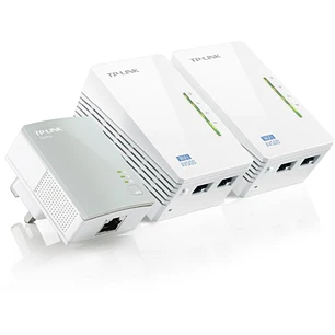 TP-Link TL-WPA4220 TKIT Pack de 3 Adaptadores Powerline - Velocidad hasta 300Mbps - Cobertura hasta 300m - WiFi AV600 - 2 Puertos Ethernet - Plug and 