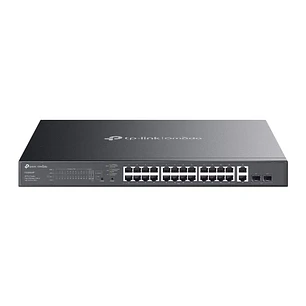 TP-Link Omada ES228GMP Switch 28 Puertos - Gestionado - 24xRJ45 PoE+ 1Gbps - 2xRJ45 1Gbps - 2xSFP - Soporta QOS - 2 Ventiladores Internos - Plug and P