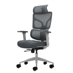Oqonos Cherg 014 Silla de Oficina Ergonomica con Reposacabezas Cervical Ajustable, Respaldo y Asiento de Malla Elastica, Reposabrazos 4D, Asiento Desl