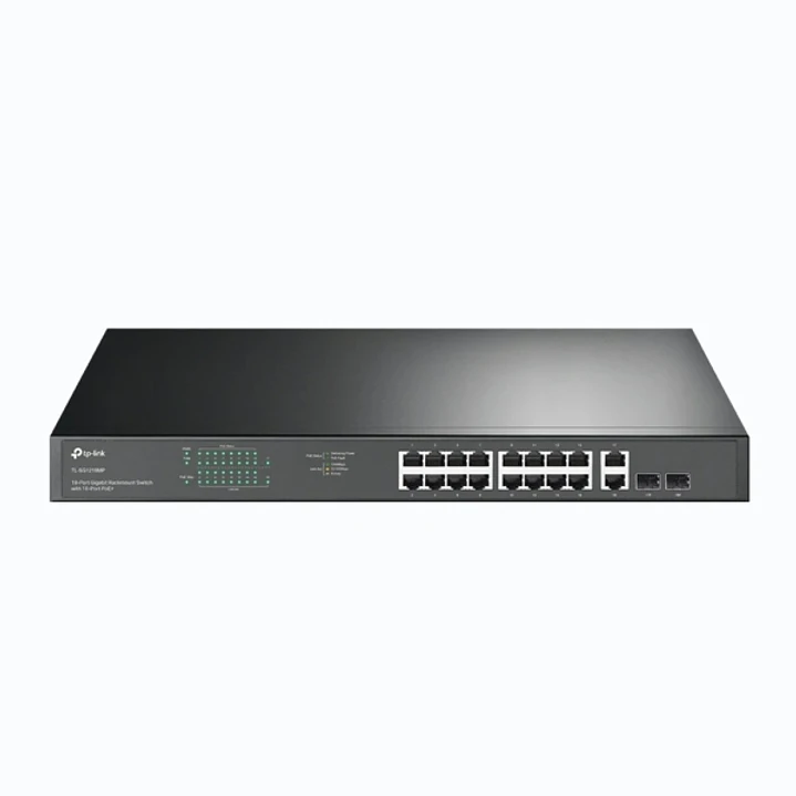 TP-Link TL-SG1218MP Switch 20 Puertos - No Administrado - 16xRJ45 PoE 1Gbps - 2xRJ45 1Gbps - 2xSFP - Soporta QOS - 2 Ventiladores Internos - Plug and  1