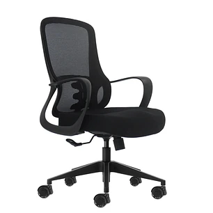 Oqonos Cherg 006 Silla de Oficina Ergonomica con Respaldo de Malla Transpirable, Piston de Gas Clase 4, Soporte Lumbar, Reposabrazos Fijos, Asiento Er