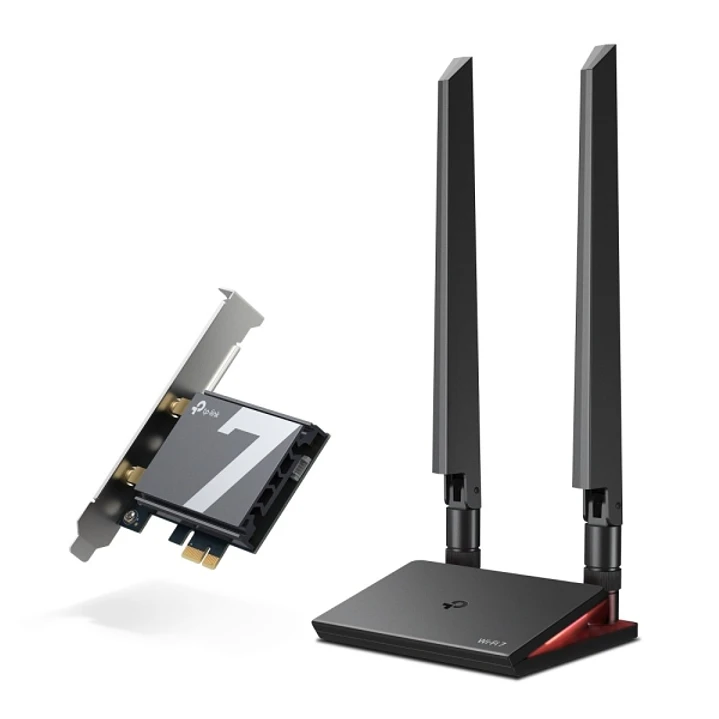 TP-Link Archer TBE550E Adaptador de Red PCI - Base con LED - Bluetooth - Velocidad 9.3Gbps - WiFi 7 Tribanda - 2 Antenas Multidireccionales - Segurida 1