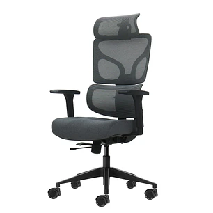 Oqonos Cherg 011 Silla de Oficina Ergonomica con Reposacabezas Cervical Ajustable, Respaldo y Asiento de Malla Elastica, Reposabrazos 4D, Asiento Desl