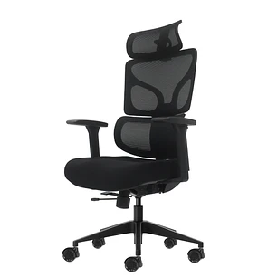 Oqonos Cherg 010 Silla de Oficina Ergonomica con Reposacabezas Cervical Ajustable, Respaldo y Asiento de Malla Elastica, Reposabrazos 4D, Asiento Desl