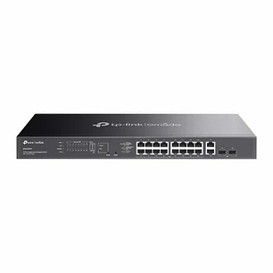TP-Link Omada ES220GMP Switch 20 Puertos - Negociacion Automatica - 16xRJ45 PoE+ 1Gbps - 2xRJ45 1Gbps - 2xSFP - Soporta QOS - 2 Ventiladores Internos 