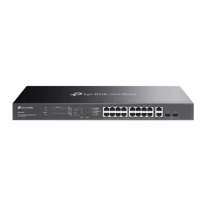 TP-Link Omada ES220GMP Switch 20 Puertos - Negociacion Automatica - 16xRJ45 PoE+ 1Gbps - 2xRJ45 1Gbps - 2xSFP - Soporta QOS - 2 Ventiladores Internos  1