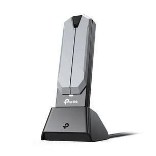 TP-Link Archer TBE400UH Adaptador USB a WiFi 7 con Base - Tribanda - Velocidad 6.5Gbps - Tecnologia MLO - Cable 1.2m - Seguridad Avanzada - Color Gris