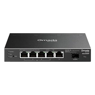 TP-Link Omada SG2206MP Switch 5 Puertos - Capa 2 - 4xRJ45 PoE+ 1Gbps - 1xRJ45 1Gbps - Soporta QOS - Conmutacion hasta 12Gbps - Carcasa Metalica - Colo