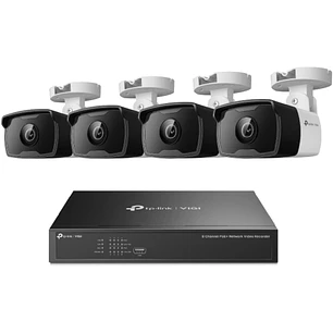 TP-Link Vigi NK8P-B434I Pack de Videovigilancia con 4 Camaras y Grabadora NVR de 8 Canales - 4K - Deteccion Inteligente - IP67 - Resolucion de 3Mpx - 