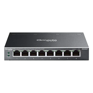 TP-Link Omada ES208GP Switch 8 Puertos RJ45 PoE+ 1Gbps - Gestionado - Conmutacion hasta 16Gbps - Soporta QOS - Carcasa Metalica - Color Negro