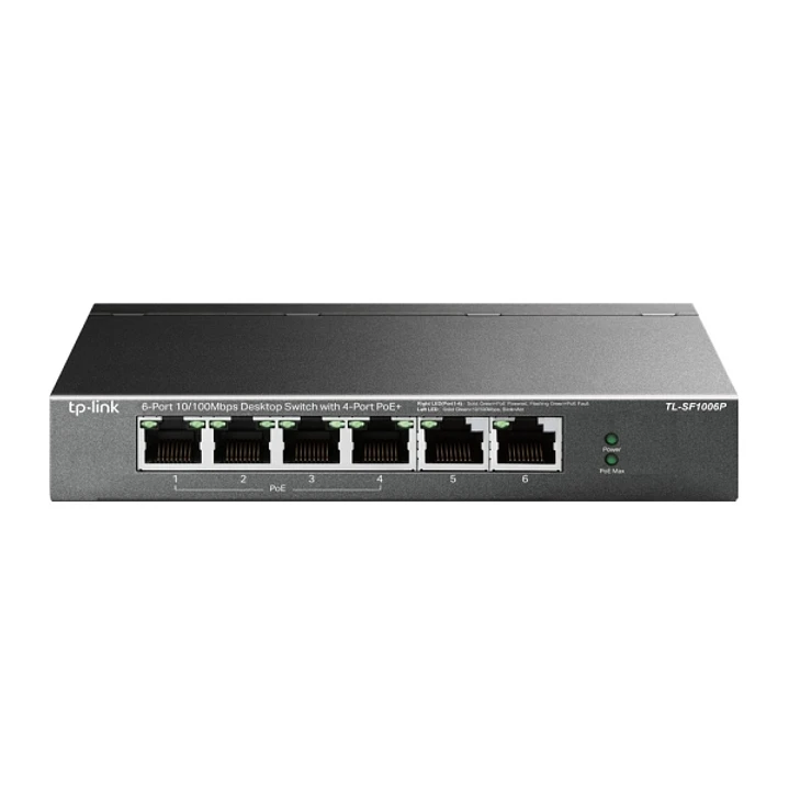 TP-Link TL-SF1006P Switch 6 Puertos RJ45 100Mbps - No Administrado - 4x PoE - Plug and Play - Autoaprendizaje MAC - Color Negro 1