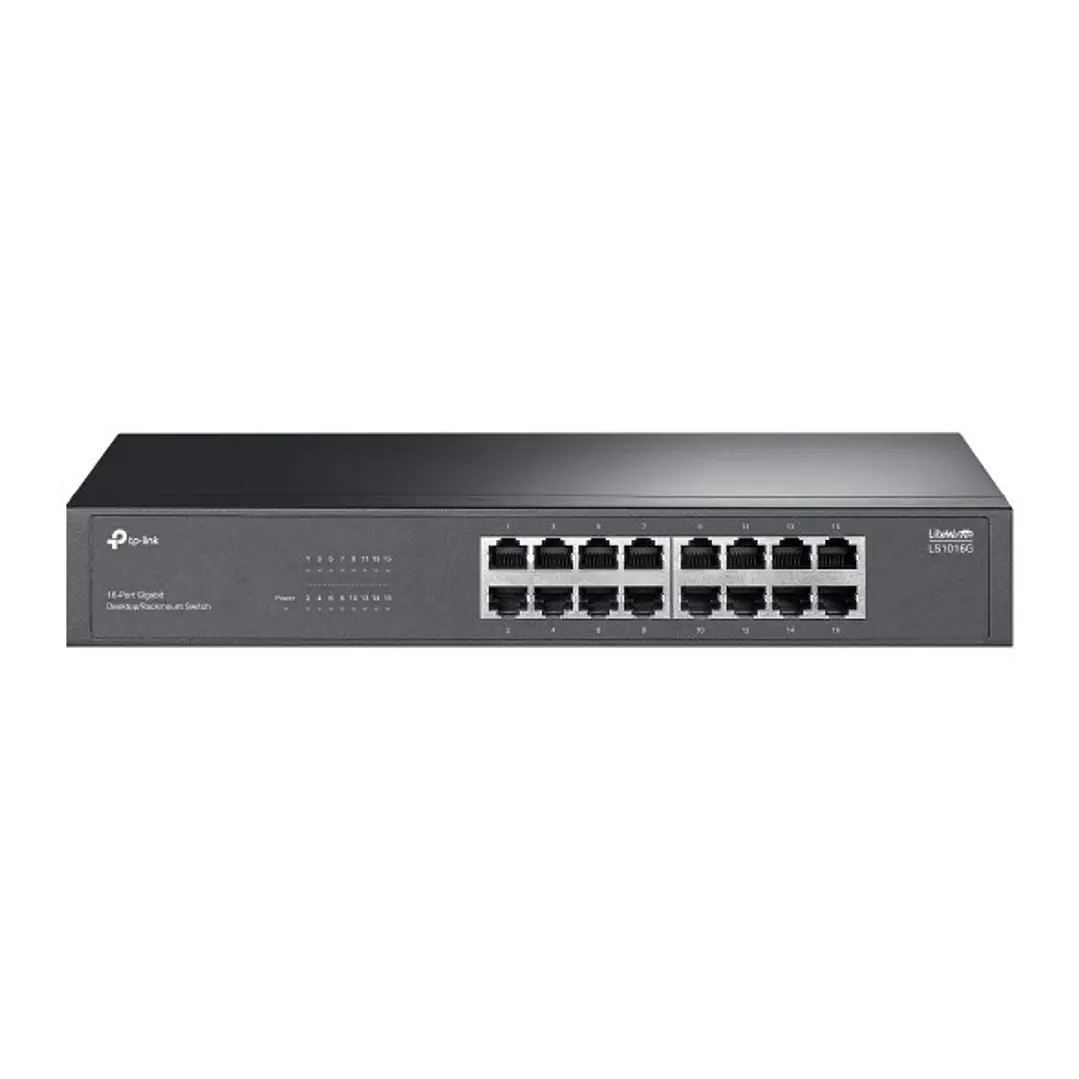 TP-Link LS1016G Switch 16 Puertos - No Administrado - RJ45 1Gbps - Plug and Play - Conmutacion hasta 32 Gbps - Color Negro 1