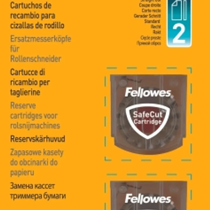 Fellowes Pack de 2 Cuchillas de Repuesto para Cizalla - Corte Recto - Cuchilla Encapsulada Retractil - Acero Inoxidable 1
