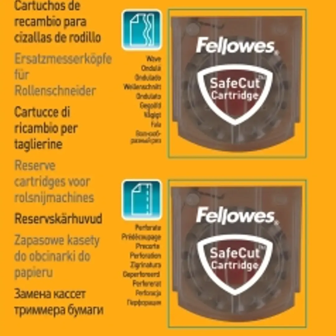 Fellowes Pack de 3 Cuchillas de Repuesto para Cizalla - Corte Microperforado - Corte Plegado - Corte Ondulado - Cuchilla Encapsulada Retractil - Trans 1