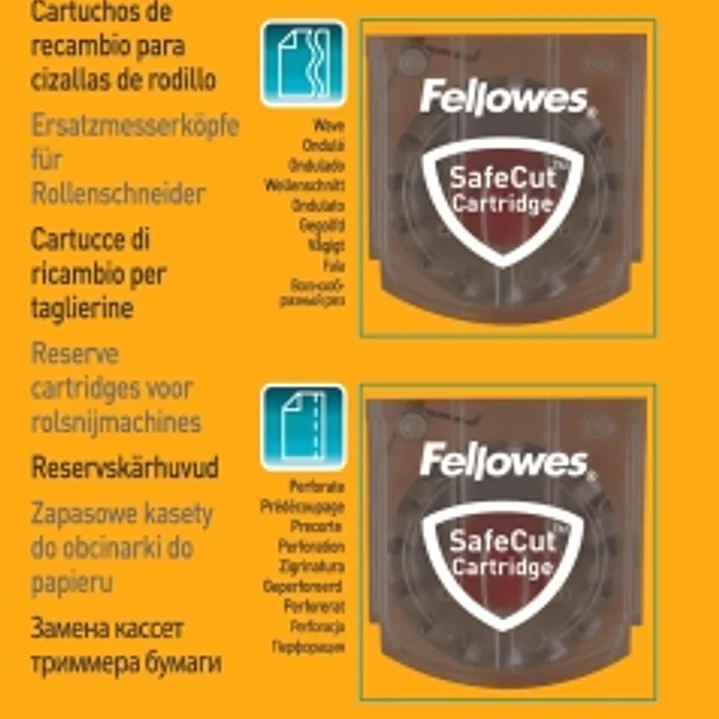Fellowes Pack de 3 Cuchillas de Repuesto para Cizalla - Corte Microperforado - Corte Plegado - Corte Ondulado - Cuchilla Encapsulada Retractil - Trans 1