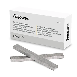 Fellowes Caja de 5000 Grapas - Formato 24/8 - 156 Grapas por Tira - Punta de Cincel - Color Plateado