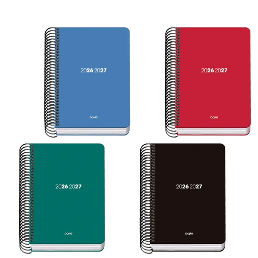 Dohe Basic Element Agenda Escolar 26/27 - Formato A6 - Dia Pagina - Papel Offset Ahuesado 70g - Cubierta de Carton Plastificado - Espiral Metalica - G 1