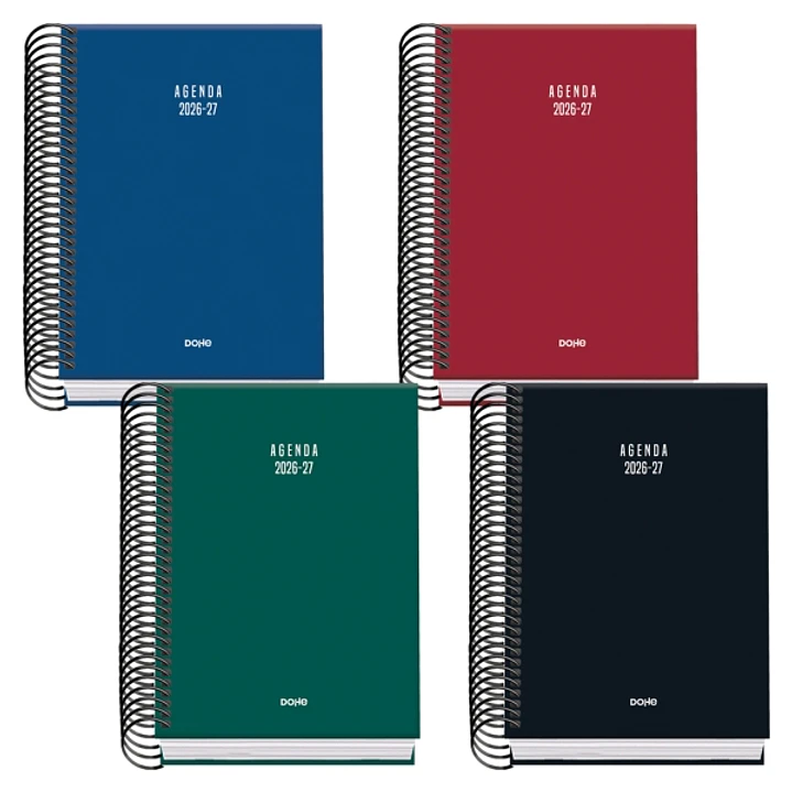 Dohe Basic Colour Vibes Agenda Escolar 26/27 - Formato A6 - Dia Pagina - Papel Offset Ahuesado 70g - Cubierta de Carton Plastificado - Espiral Metalic 1