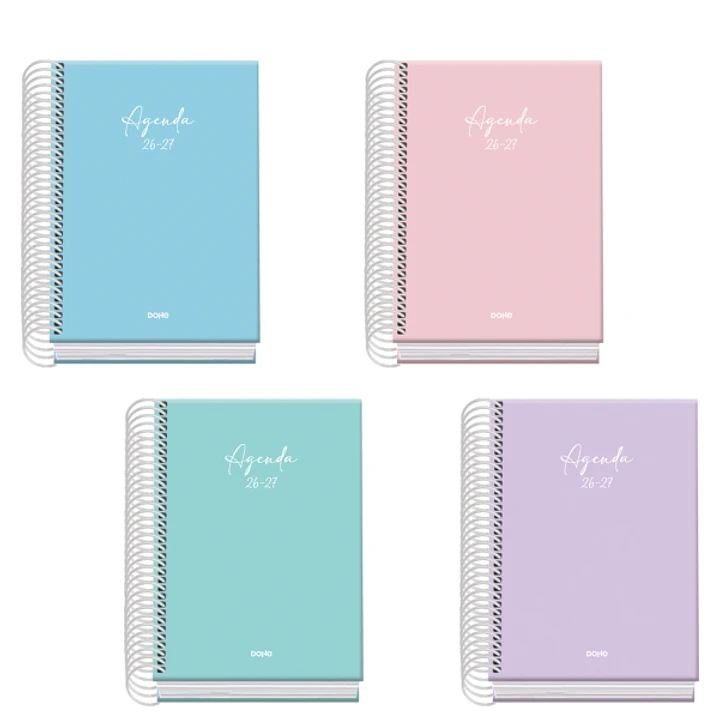 Dohe Basic Serenity Agenda Escolar 26/27 - Formato A6 - Dia Pagina - Papel Offset Ahuesado 70g - Cubierta de Carton Plastificado - Espiral Metalica -  1