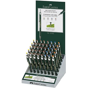 Faber-Castell TK-Fine 9713 Expositor con 40 Portaminas de Diferentes Graduaciones - Mina HB - Goma de Borrar Integrada