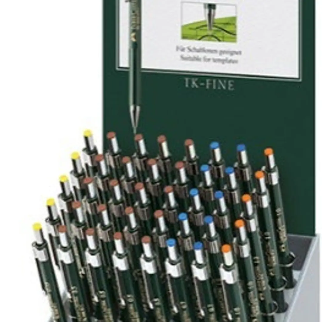 Faber-Castell TK-Fine 9713 Expositor con 40 Portaminas de Diferentes Graduaciones - Mina HB - Goma de Borrar Integrada 1