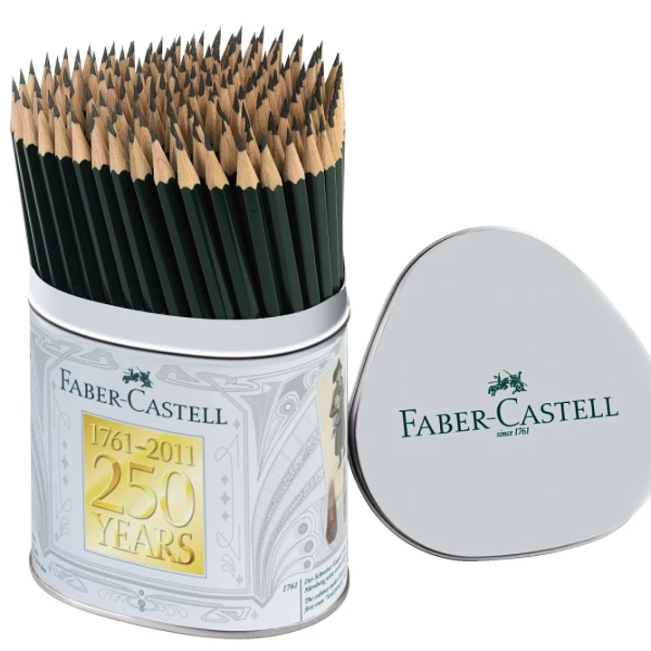 Faber-Castell Castell 9000 Bote de Metal con144 Lapices de Grafito HB - Mina Resistente a la Rotura - Ecologico 1