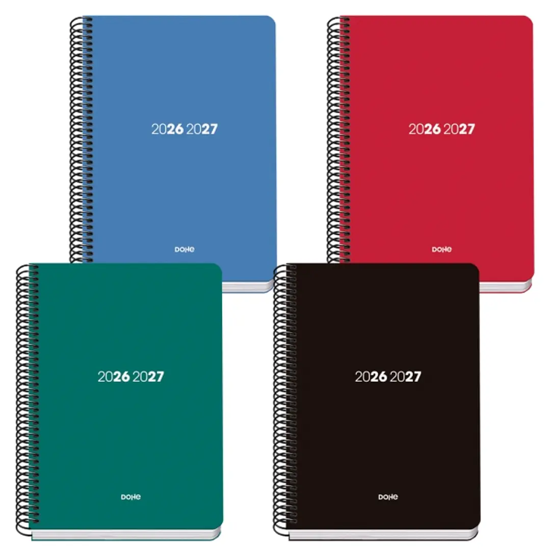 Dohe Basic Element Agenda Escolar 26/27 - Formato A5 - Dia Pagina - Papel Offset Ahuesado 70g - Cubierta de Carton Plastificado - Espiral Metalica - G 1